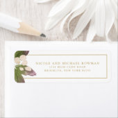 Étiquette d'adresse à fleurs rose blush élégant av (En situation)