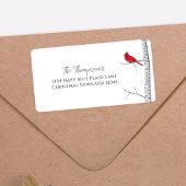 Étiquette d'adresse à l'aquarelle Cardinal Rouge d