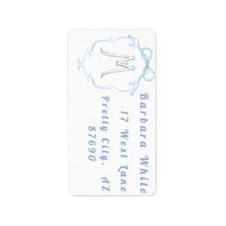 Étiquette d'adresse à monogramme aquarelle