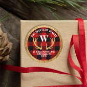 Étiquette d'adresse à motif plaid de buffle et boi