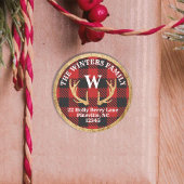 Étiquette d'adresse à motif plaid de buffle et boi