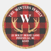 Étiquette d'adresse à motif plaid de buffle et boi (Devant)