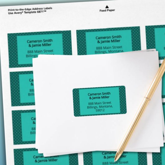 Étiquette d'adresse à points Teal Turquoise