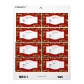 Étiquette d'adresse Abstrait Rouge Or (Feuille entière)