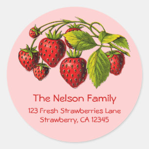 Étiquette d'adresse aux fraises fraîches