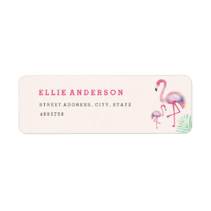 Étiquette d'adresse Baby Shower Flamant Rose