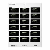 Étiquette d'adresse Baie de neige noire + Eucalypt (Feuille entière)