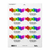 Étiquette d'adresse Ballons Arc-en-ciel (Feuille entière)