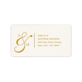 Étiquette d'adresse blanche avec monogramme de cou (Devant)