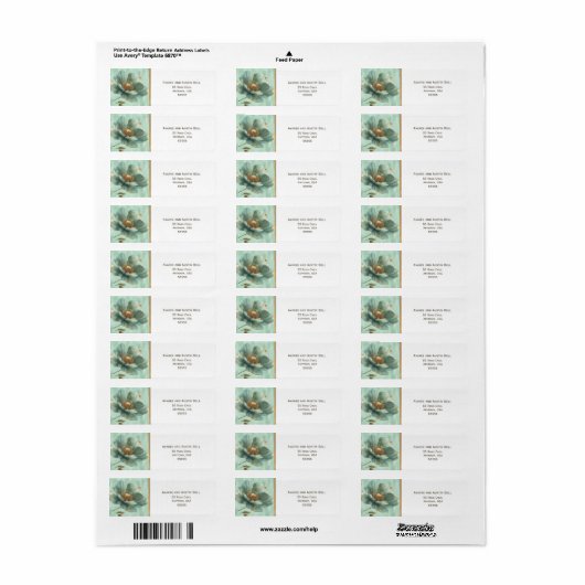Étiquette d'adresse blanche émeraude minimaliste m (Feuille entière)