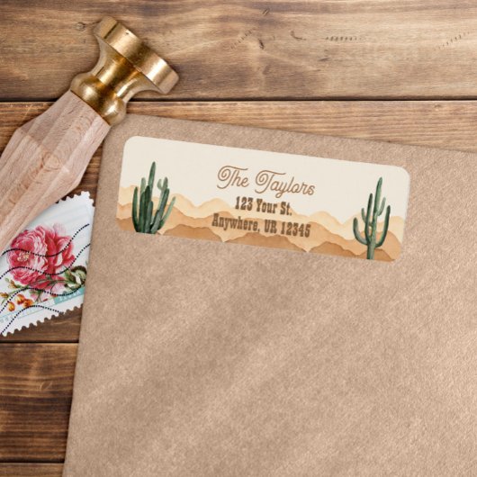 Étiquette d'adresse Bohème Désertique Cactus Rusti