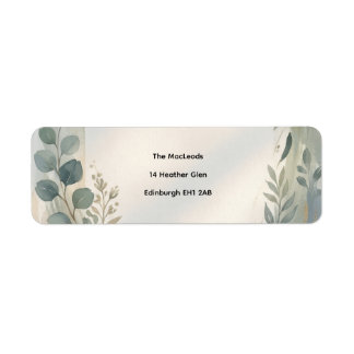 Étiquette d'adresse botanique florale bleue