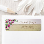 Étiquette d'adresse Chic Élégant, Or, Fleurs (En situation)