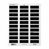 Étiquette d'adresse Chic Minimal Noir Fond Blanc O (Feuille entière)
