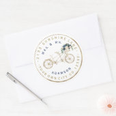 Étiquette d'adresse circulaire Fleur Bleue Blush V (Enveloppe)