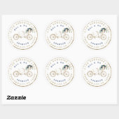 Étiquette d'adresse circulaire Fleur Bleue Blush V (Feuille)