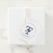 Étiquette d'adresse circulaire florale bleu blush  (En situation)