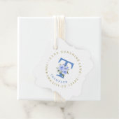 Étiquette d'adresse circulaire florale bleue tenda (En situation)