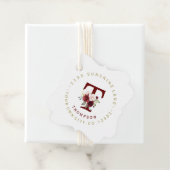 Étiquette d'adresse circulaire florale Burgundy Bl (En situation)