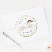 Étiquette d'adresse circulaire pour vélo floral bl (Enveloppe)