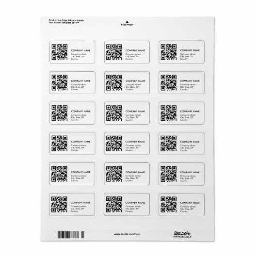 Étiquette d'adresse commerciale simple code QR per (Feuille entière)