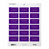 Étiquette d'adresse commerciale violette basée sur (Feuille entière)