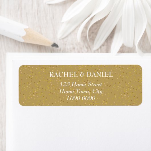 Étiquette d'adresse Confetti Poussière d'Or (En situation)