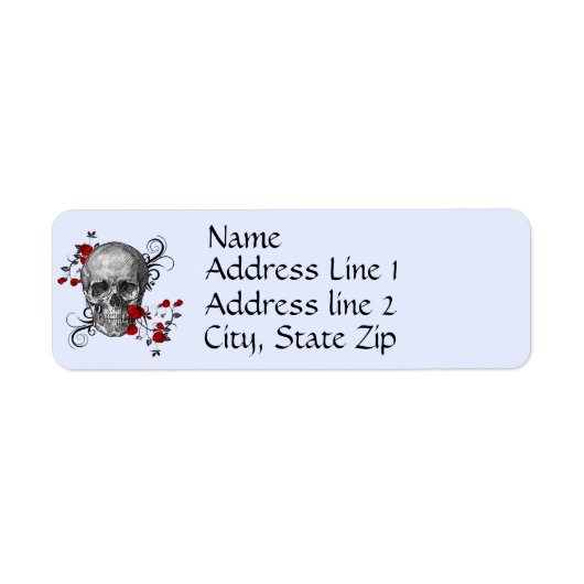 Étiquette d'adresse Crâne Roses Rouges (Devant)