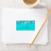Étiquette d'adresse cristal de turquoise perle flo (En situation)
