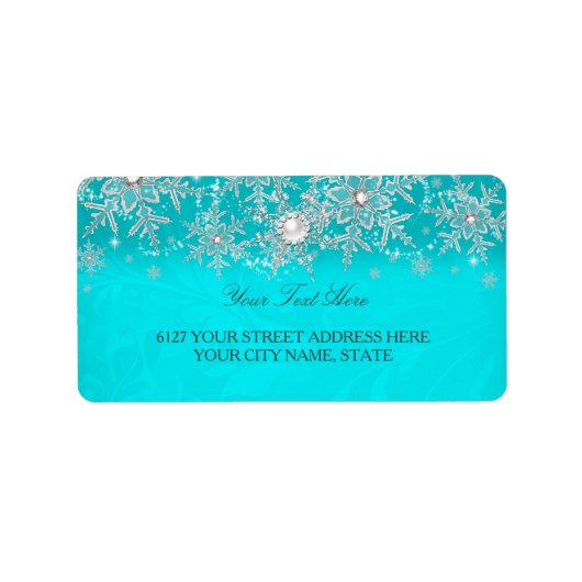 Étiquette d'adresse cristal de turquoise perle flo (Devant)