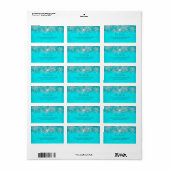 Étiquette d'adresse cristal de turquoise perle flo (Feuille entière)