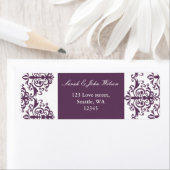 étiquette d'adresse damask violet (En situation)