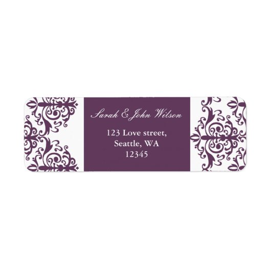 étiquette d'adresse damask violet (Devant)
