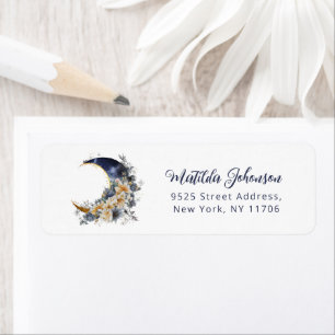 Étiquette d'adresse de baby shower bleu marine et
