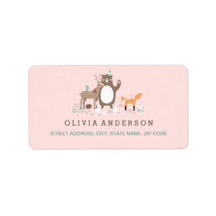 Étiquette d'adresse de Baby Shower Bois Rose et Or