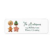 Étiquette d'adresse de biscuits de Noël pour la cu (Devant)