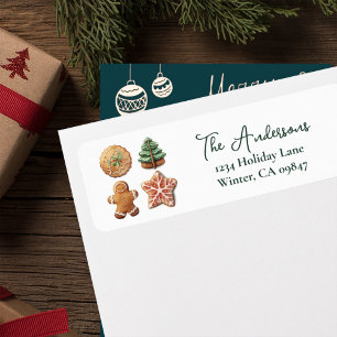 Étiquette d'adresse de biscuits de Noël pour la cu