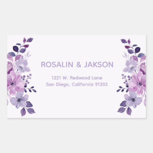 Étiquette d'adresse de bouquet de fleurs violettes