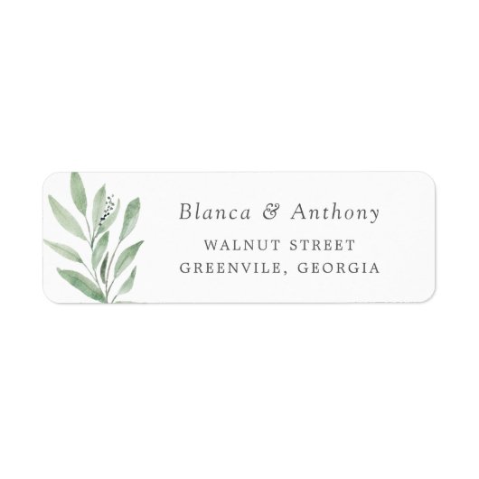Étiquette d'adresse de branche de verdure à l'aqua (Devant)