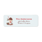 Étiquette d'adresse de café de Noël Monogramme Rou (Devant)