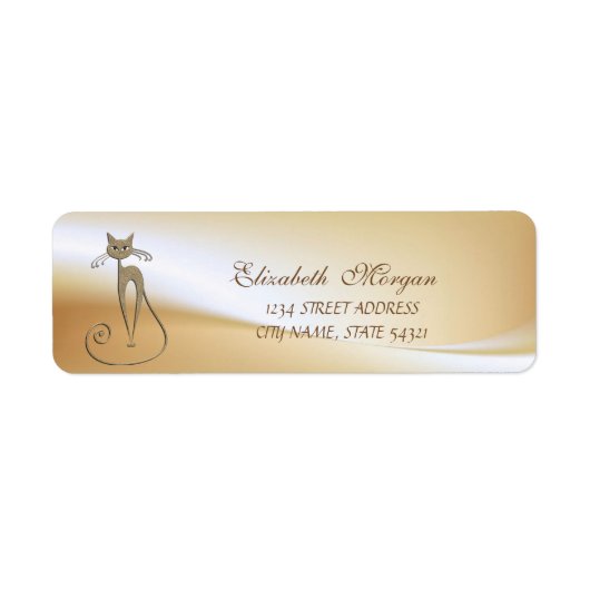 Étiquette d'adresse de chat élégante et glamour- (Devant)