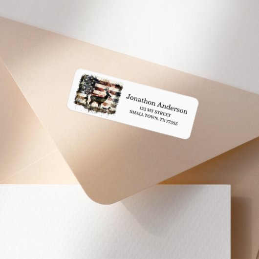 Étiquette d'adresse de drapeau américain de chasse