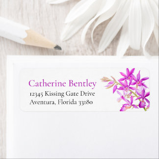 Étiquette d'adresse de fleur de fuchsia rose pour