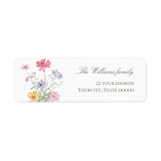 étiquette d'adresse de fleurs de prairie à l'aquar (Devant)