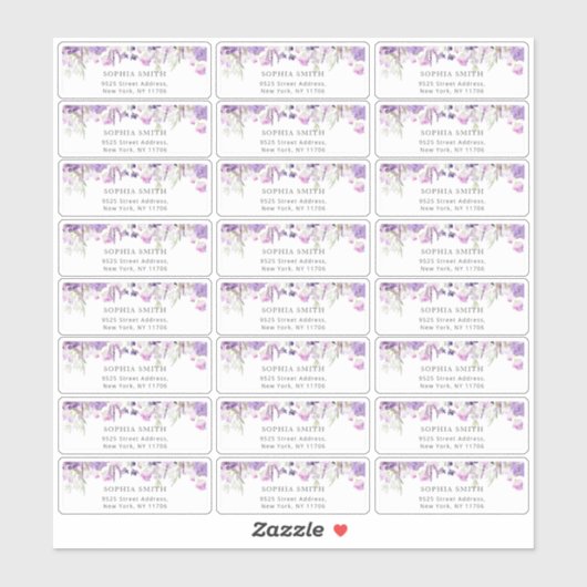 Étiquette d'adresse de fleurs sauvages de lilas (Feuille)