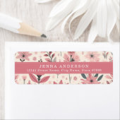 Étiquette d'adresse de fond de fleurs roses (En situation)