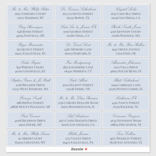 Étiquette d'adresse de l'invité de mariage Dove Bl (Feuille)