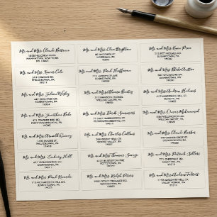 Étiquette d'adresse de l'invité de mariage noir et