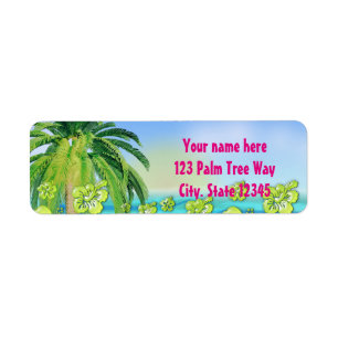 Étiquette d'adresse de Luau d'Hibiscus de Plage Tr