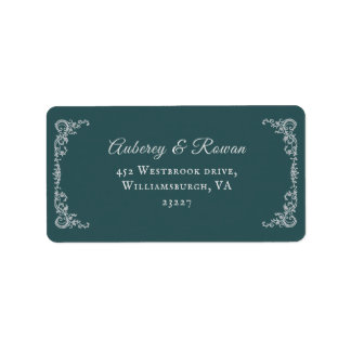 Étiquette d'adresse de mariage à bordure vintage
